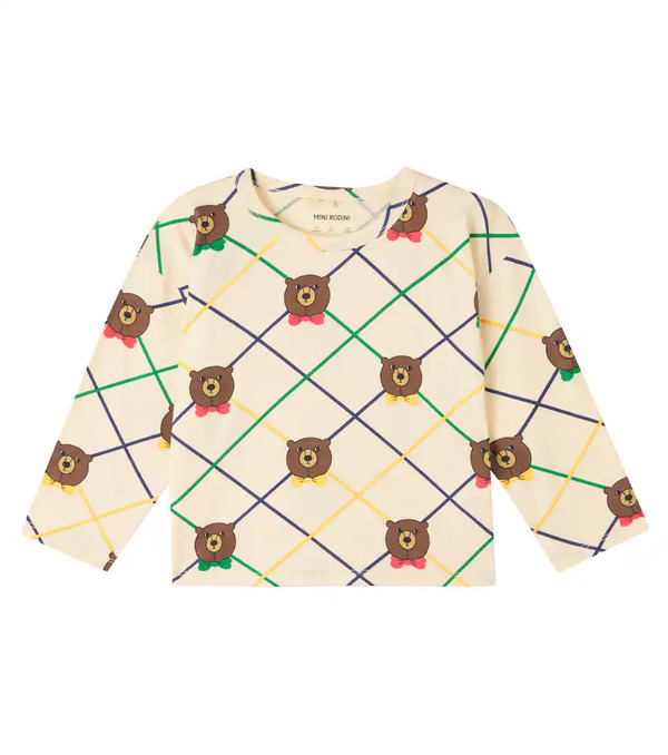  Mini Rodini Mini Rodini T-shirt Bear Check In Jersey Di Misto Cotone 