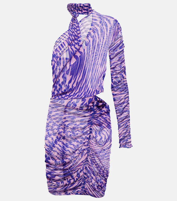  Mugler Mugler Miniabito In Mesh Con Cut-out E Stampa 