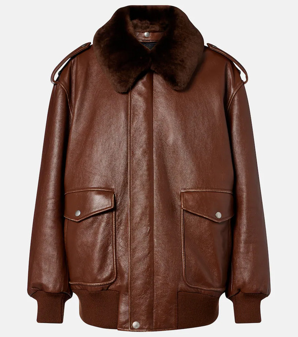  Prada Prada Bomber In Pelle Con Shearling 