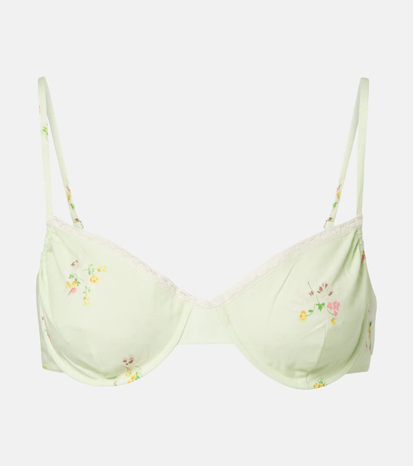  Prada Prada Top Bralette In Cotone Con Pizzo 