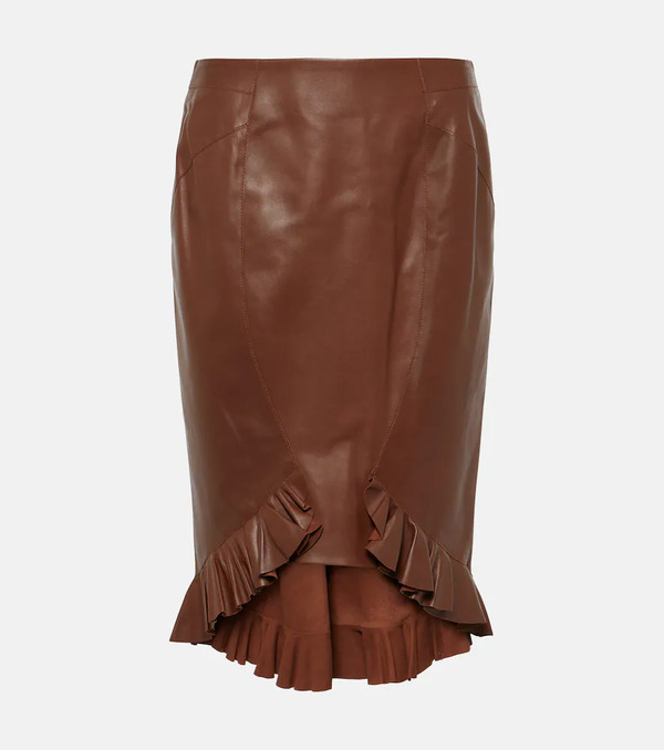  Tom Ford Tom Ford Gonna Midi In Pelle Con Volant 