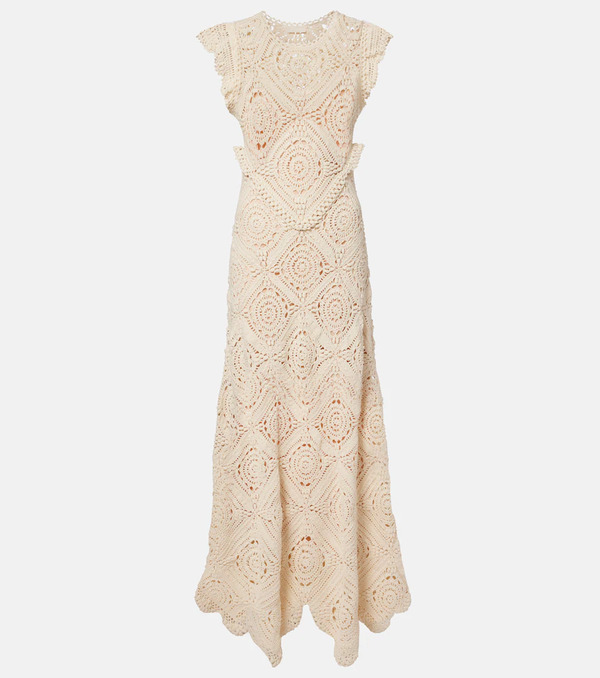  Ulla Johnson Ulla Johnson Abito Lungo Annalisa In Crochet Di Cotone 