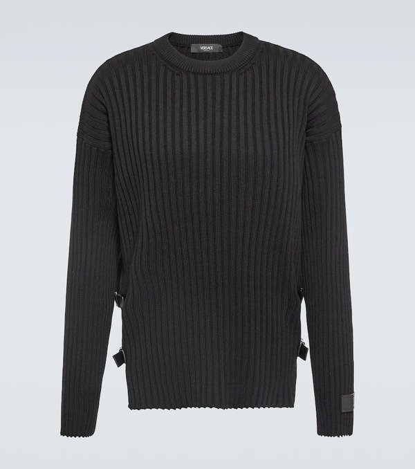  Versace Versace Pullover In Maglia Di Lana Con Pelle 