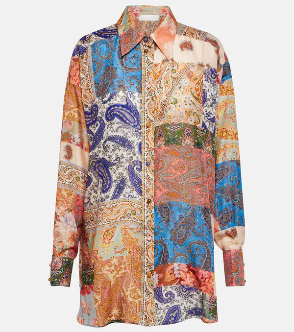  Zimmermann Zimmermann Camicia Patchwork Oversize Devi In Seta 