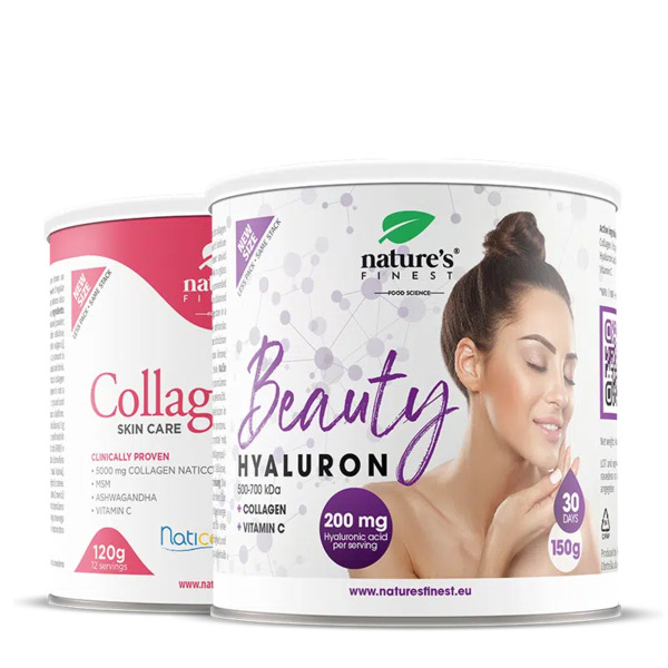  Nature's Finest Beauty Hyaluron + Collagen Skincare Bundle | Polvere Di Collagene E Acido Ialuronico Per Idratazione Ed Elasticità | Supporto Pelle Più Liscia E Minor 