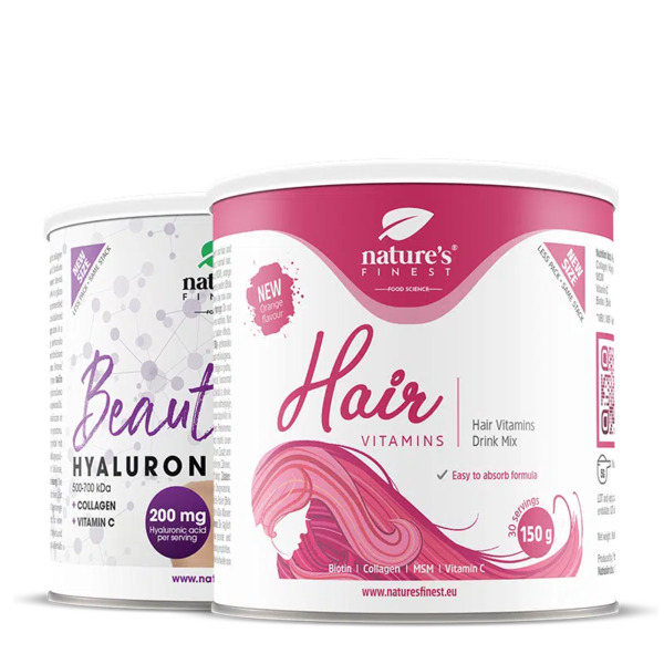  Nature's Finest Beauty Hyaluron + Hair Vitamins | Collagene, Acido Ialuronico E Biotina Per Pelle Idratata E Capelli Forti E Sani | Routine Di Bellezza Quotidiana Dal 