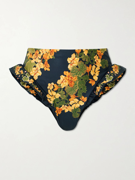  Agua By Agua Bendita Agua By Agua Bendita - Jengibre Cordillera Ruffled Floral-print Stretch Recycled Bikini Briefs - Multi 
