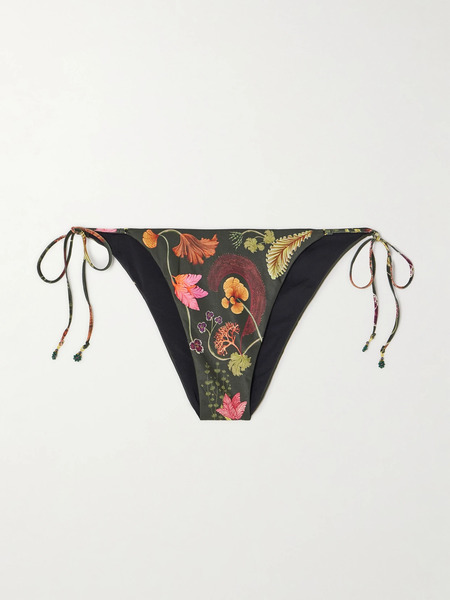  Agua By Agua Bendita Agua By Agua Bendita - + Net Sustain Poema Habitat Embellished Floral-print Recycled Bikini Briefs - Green 