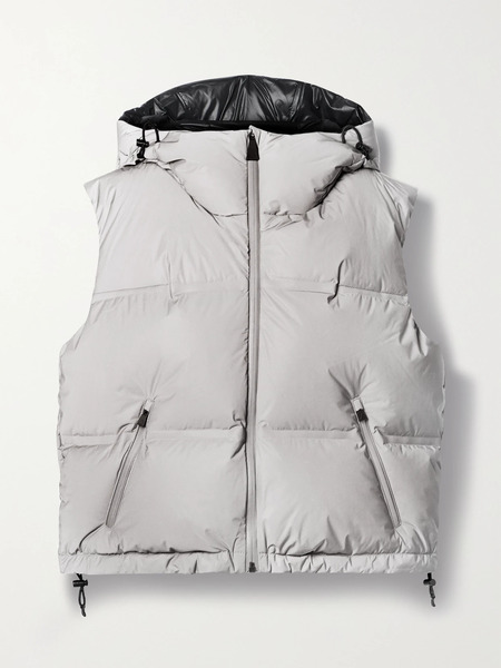  Aztech Mountain Aztech Mountain - Snowbird Cropped Quilted Shell Hooded Down Vest - Gray 
