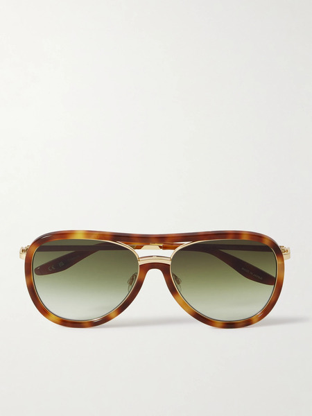  Barton Perreira Barton Perreira - Fossett Aviator-style Tortoiseshell Acetate And Gold-tone Titanium Sunglasses - Brown 