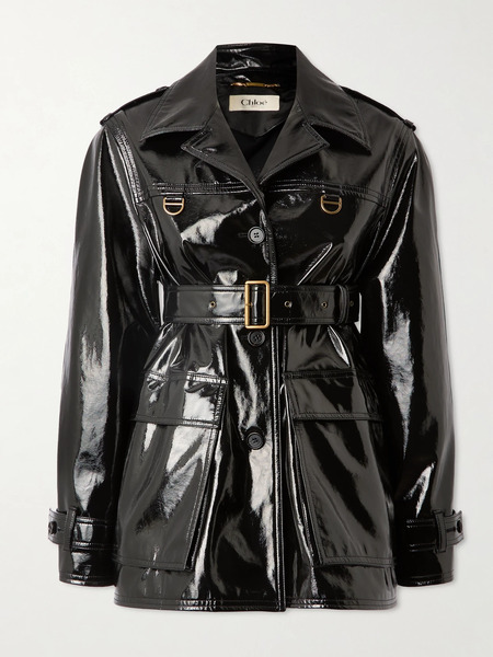 Chloé Chloé - Belted Coated Cotton-canvas Jacket - Black 