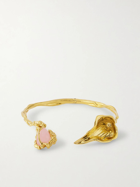  Chloé Chloé - Flower Soul Gold-tone Rose Quartz Choker - One Size 