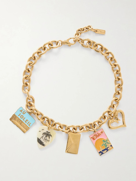  Chloé Chloé - Gold-tone Enamel Necklace - Multi 