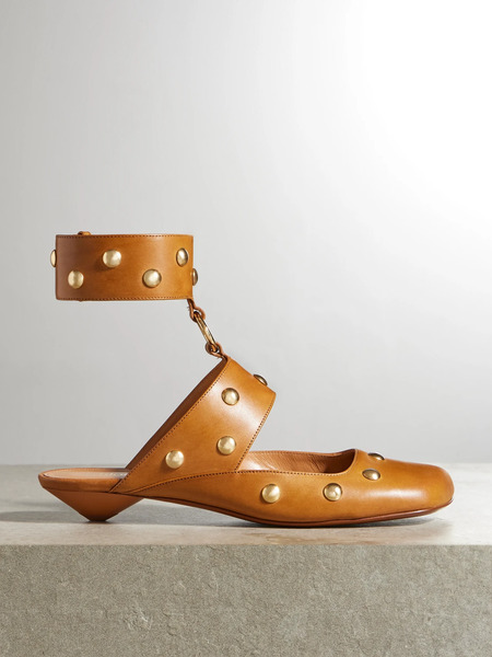 Chloé Chloé - Jade Studded Leather Pumps - Tan 
