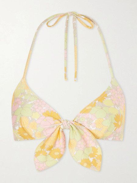  Chloé Chloé - Knot-detailed Floral-print Bikini Top - Yellow 