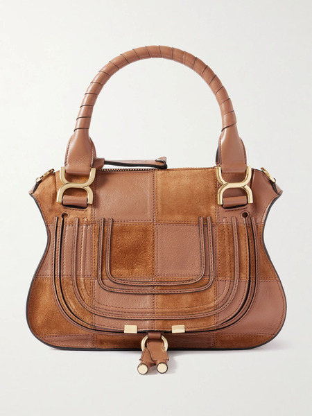  Chloé Chloé - Marcie Patchwork Leather And Suede Shoulder Bag - Tan 