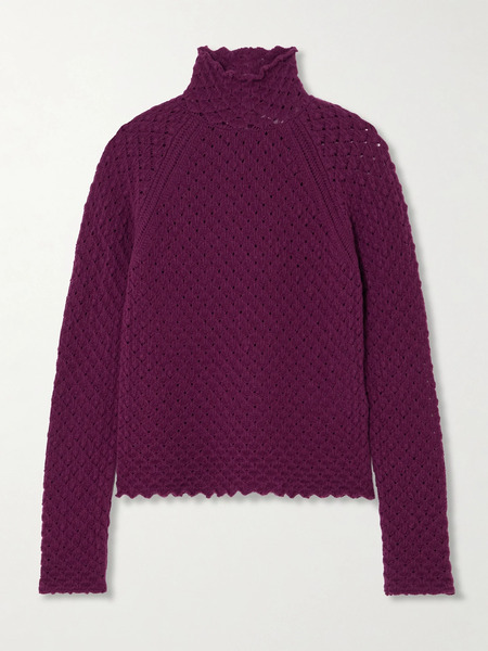  Chloé Chloé - Open-knit Wool And Cashmere-blend Turtleneck Sweater - Purple 