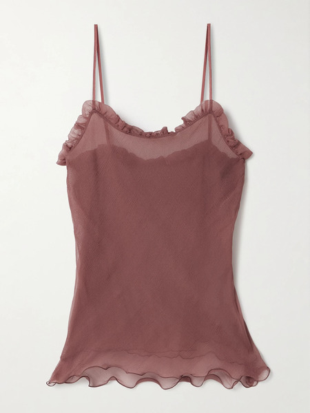  Chloé Chloé - Ruffled Silk-crepon Camisole - Pink 