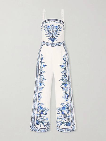  Farm Rio Farm Rio - Flowers Arch Printed Linen Jumpsuit - White 