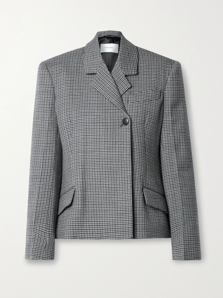  Ferragamo Ferragamo - Houndstooth Wool Blazer - Gray 