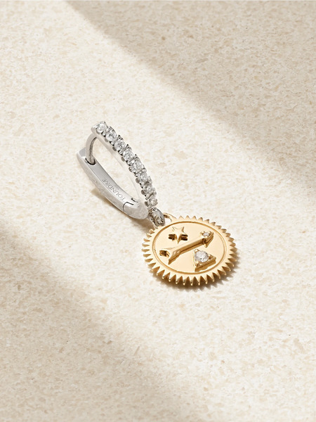  Foundrae Foundrae - Dream Mini Medallion 18-karat White And Yellow Gold Diamond Single Hoop Earring - One Size 
