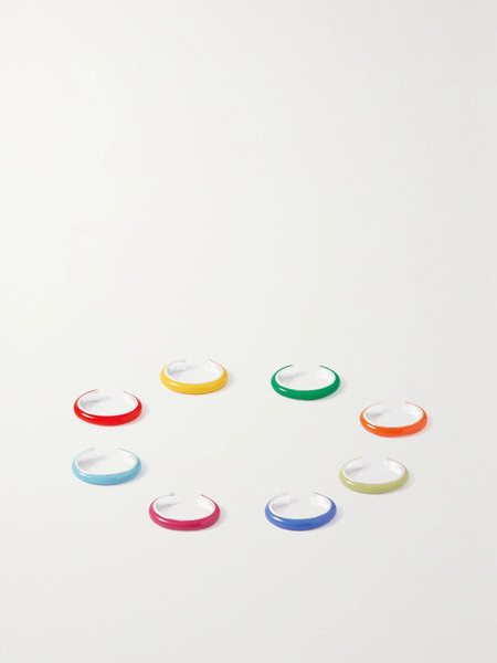  Fry Powers Fry Powers - The Complete Set Unicorn Rainbow Set Of Eight Sterling Silver And Enamel Ear Cuffs - Pink 