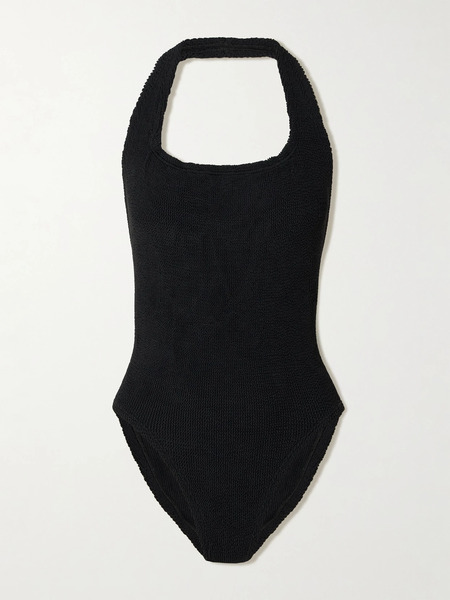  Hunza G Hunza G - Sandy Original Crinkle™ Halterneck Swimsuit - Black 