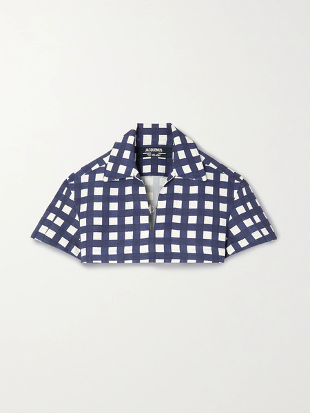  Jacquemus Jacquemus - Bebi Cropped Checked Canvas Top - Navy 
