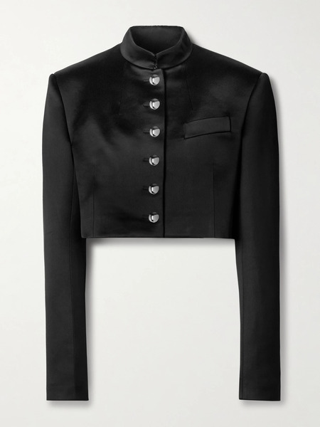  Khaite Khaite - Samuelson Cropped Duchesse-satin Jacket - Black 