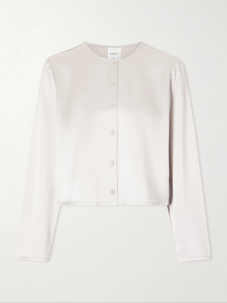  Leset Leset - Barb Cropped Satin Cardigan - Silver 