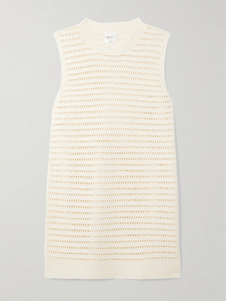  Leset Leset - Lucy Crocheted Cotton Mini Dress - Cream 