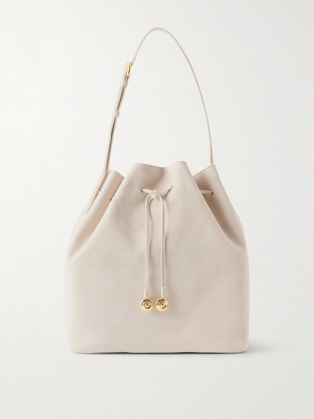  Liffner Liffner - Charm Suede Drawstring Shoulder Bag - Off-white 