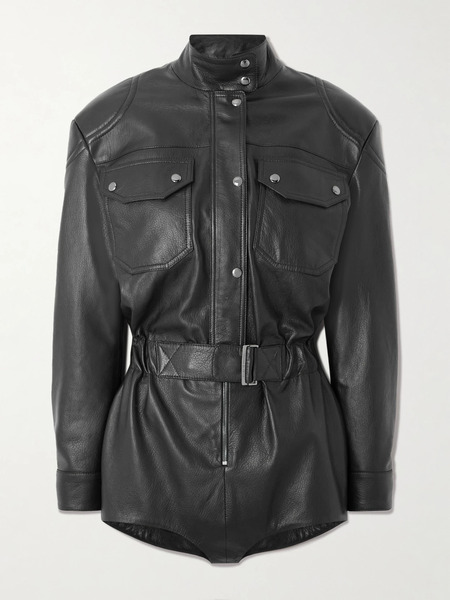  Magda Butrym Magda Butrym - Belted Leather Playsuit - Black 