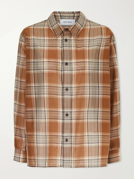  Matteau Matteau - Checked Cotton-voile Shirt - Brown 