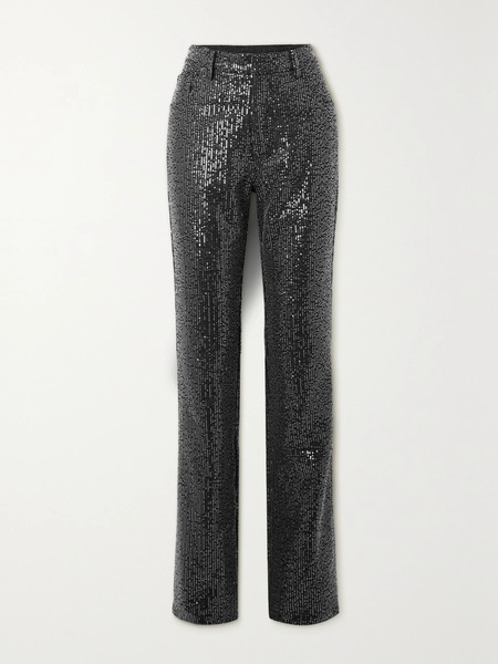  Rotate Birger Christensen Rotate Birger Christensen - + Net Sustain Rottan Sequin-trimmed Organic Mid-rise Straight-leg Jeans - Black 