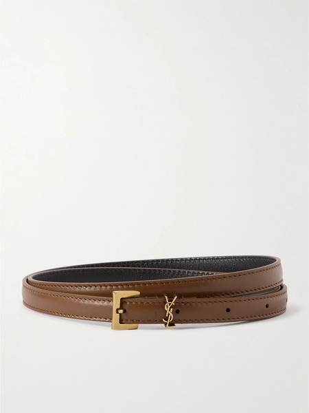  Saint Laurent Saint Laurent - Cassandre Leather Belt - Brown 