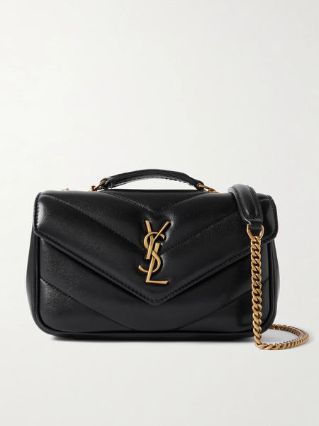  Saint Laurent Saint Laurent - Loulou Mini Matelassé Leather Shoulder Bag - Black 