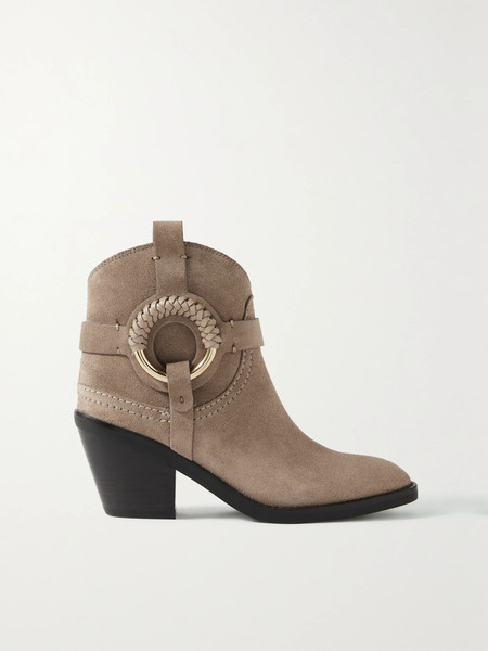  See By Chloé See By Chloé - Hana Embellished Suede Ankle Boots - Light Brown 