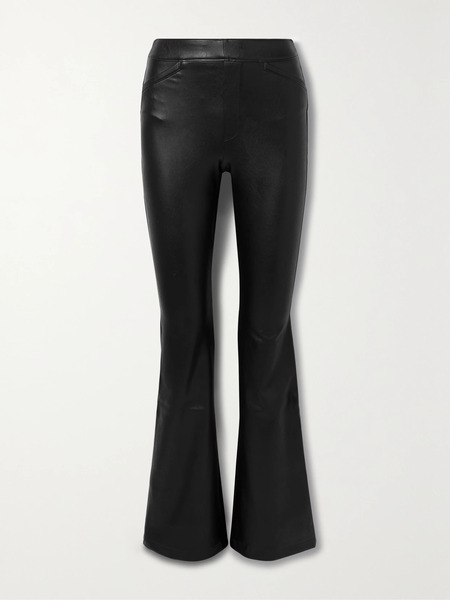  Spanx Spanx - Faux Stretch-leather Flared Pants - Black 