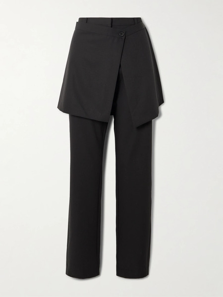  St. Agni St. Agni - Layered Wool Straight-leg Pants - Black 