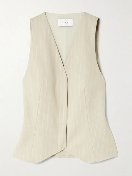  St. Agni St. Agni - Pinstriped Wool-blend Twill Vest - Beige 