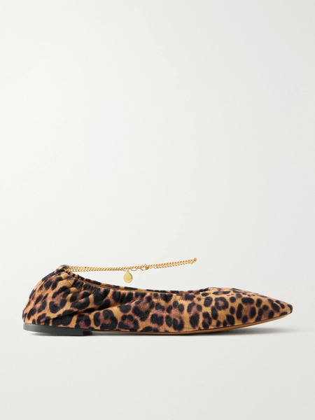  Stella Mccartney Stella Mccartney - Embellished Leopard-print Velvet Ballerina Flats - Leopard Print 