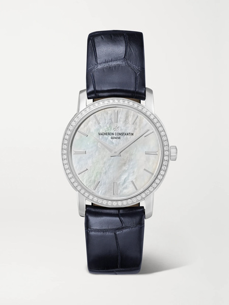  Vacheron Constantin Vacheron Constantin - Traditionnelle 30mm 18-karat White Gold, Alligator, Diamond And Mother-of-pearl Watch - One Size 