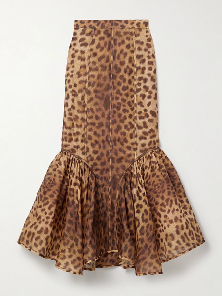  Zimmermann Zimmermann - Crush Ruffled Paneled Leopard-print Linen And Silk-blend Organza Maxi Skirt - Leopard Print 