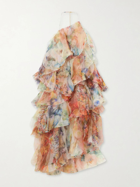  Zimmermann Zimmermann - Luna Tiered Ruffled Floral-print Chiffon Halterneck Midi Dress - Multi 