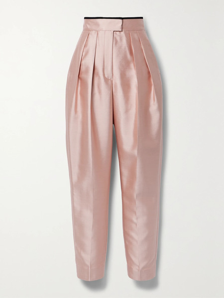  Zimmermann Zimmermann - Matchmaker Grosgrain-trimmed Pleated Wool And Silk-blend Duchesse-satin Tapered Pants - Blush 