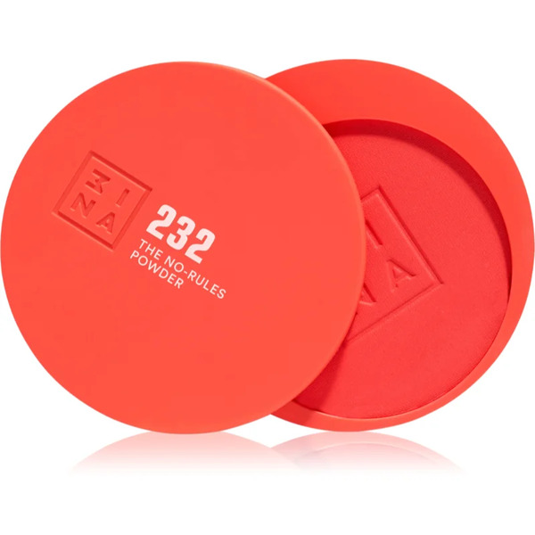  3ina The No-rules Powder Makeup Multi-funzione Per Occhi, Labbra E Viso Colore 232 - Hot Coral, Matte 8 G 