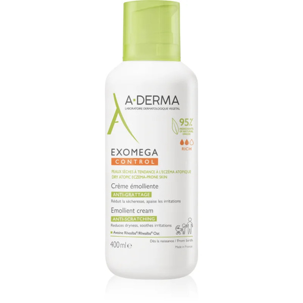  A-derma Exomega Control Emollient Cream Crema Corpo Per Pelli Molto Secche, Sensibili E Atopiche 400 Ml 