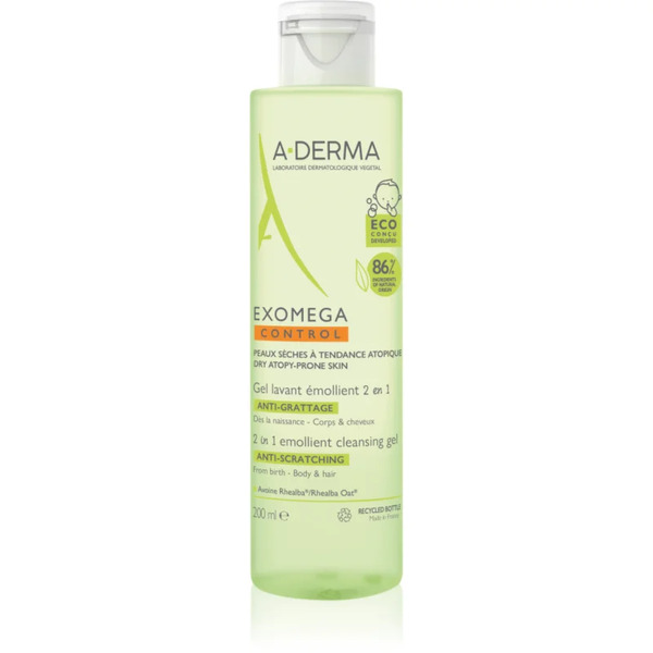  A-derma Exomega Control 2 In 1 Emollient Cleansing Gel Gel Doccia Per Pelli Secche E Atopiche 200 Ml 