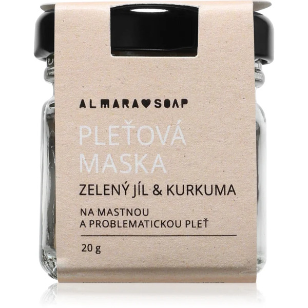  Almara Soap Face Green Clay & Turmeric Maschera Detergente Viso Per Pelli Grasse E Problematiche 20 G 